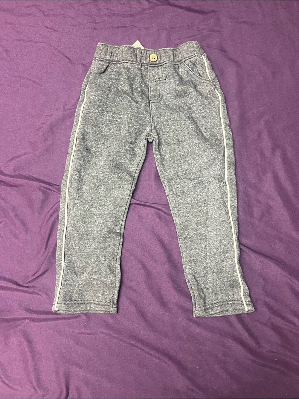 Carter's Gray Kids Track-Style Joggers with White Piping